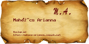 Mahács Arianna névjegykártya